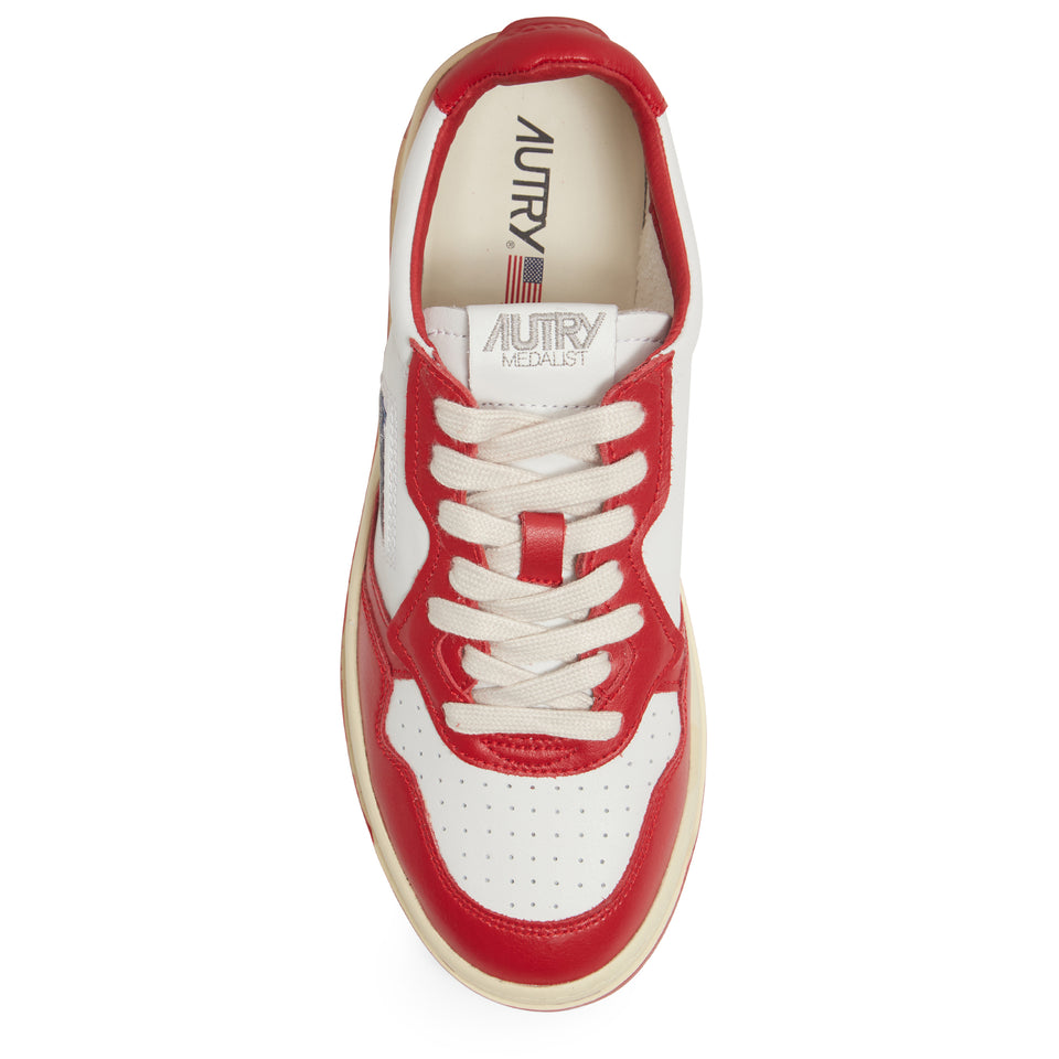 Red and white leather ''Medalist Low'' sneakers