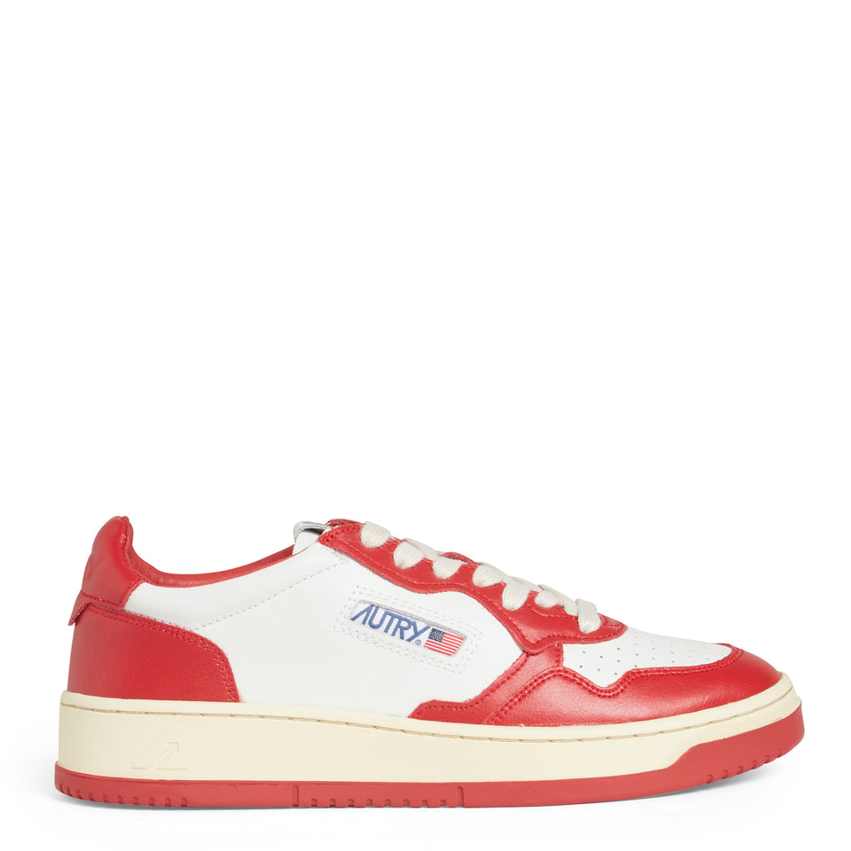 Red and white leather ''Medalist Low'' sneakers