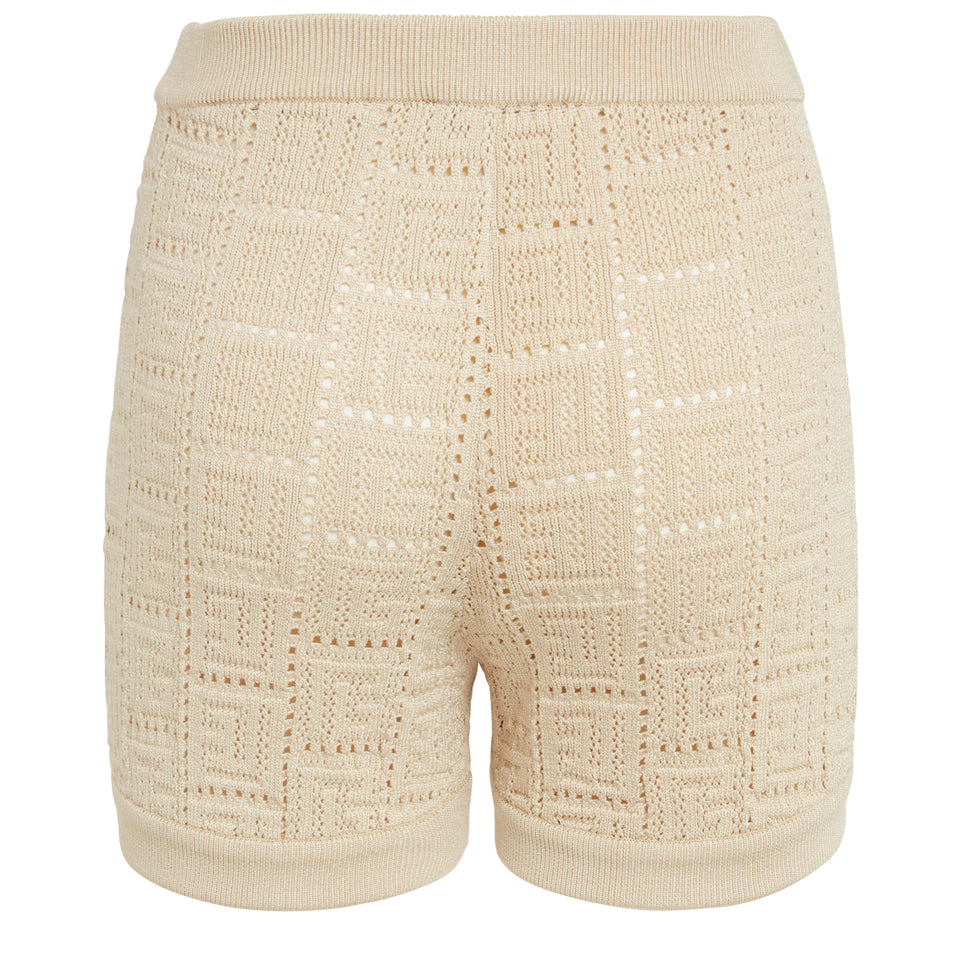 Shorts in maglia beige