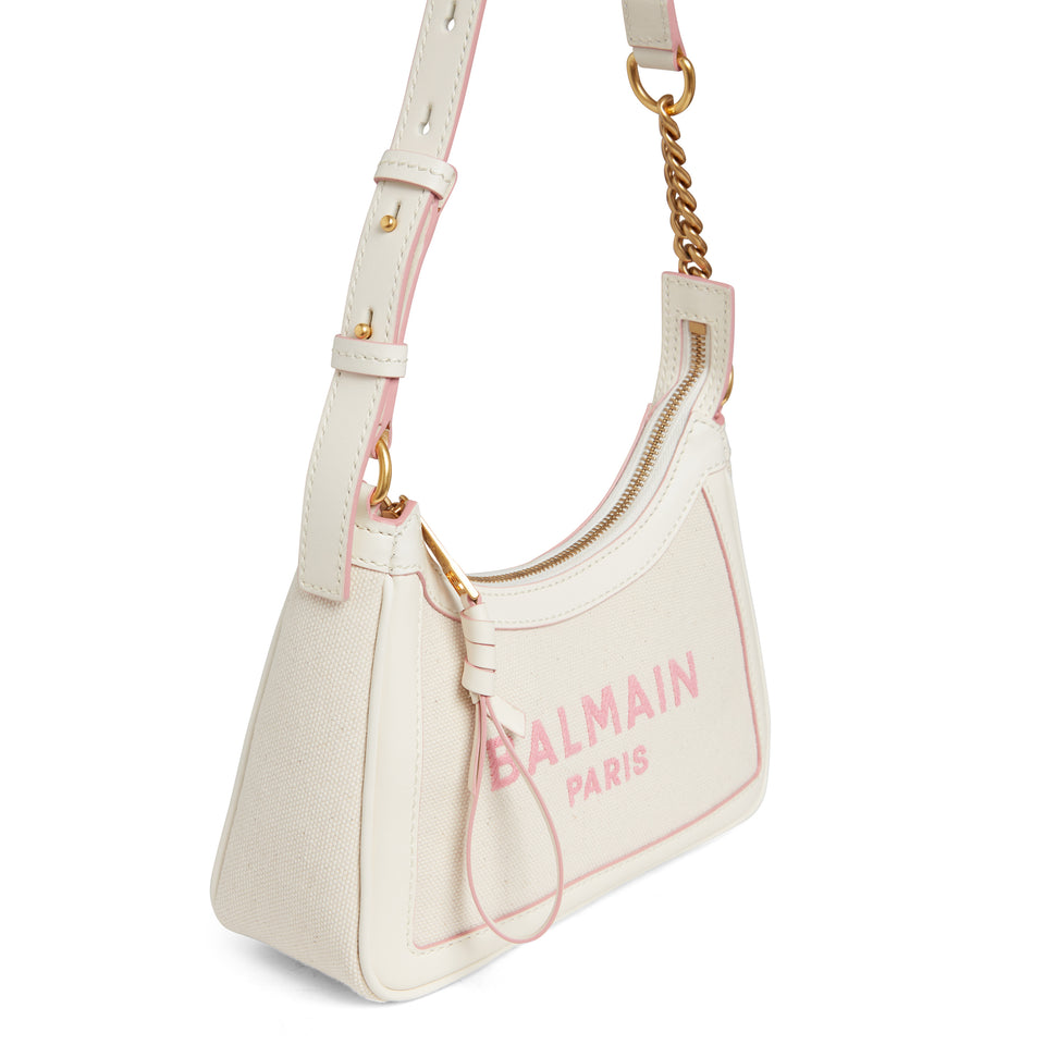 ''B-Army'' bag in fabric and white leather