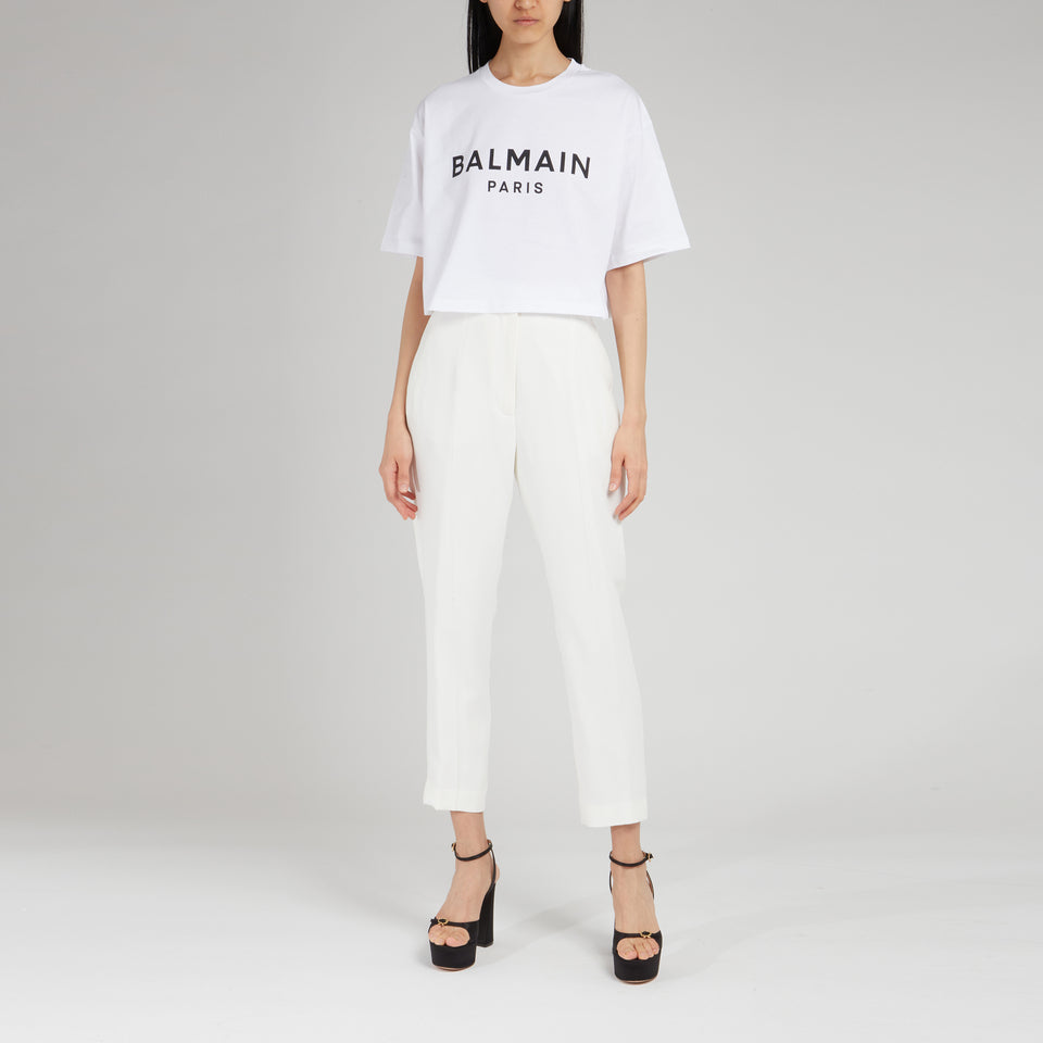 T-shirt cropped in cotone bianca