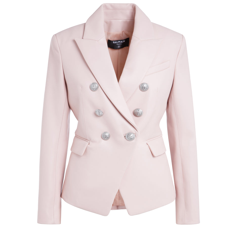 Pink leather blazer