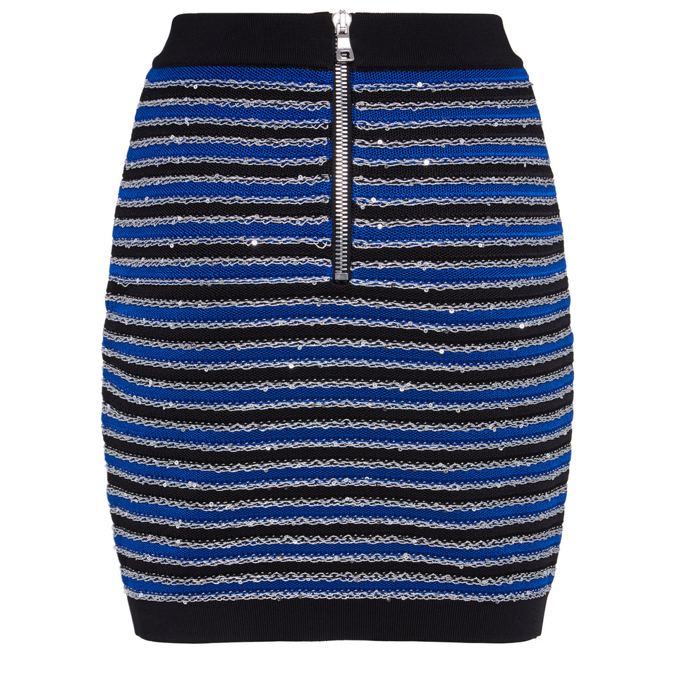 Blue knit skirt
