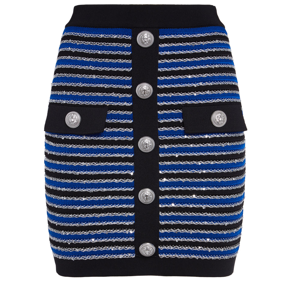 Blue knit skirt