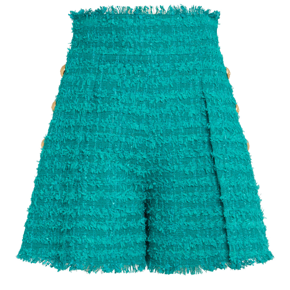 Shorts in tweed verdi