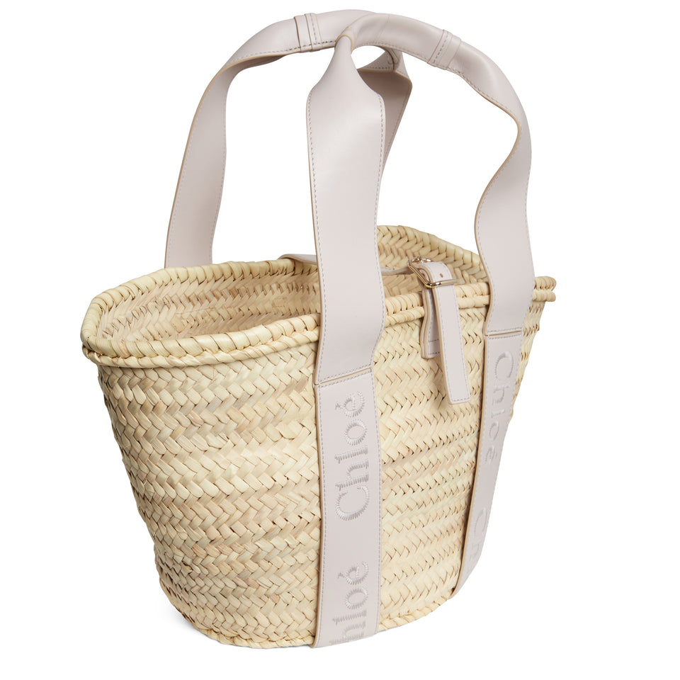 "Sense" basket bag in beige straw