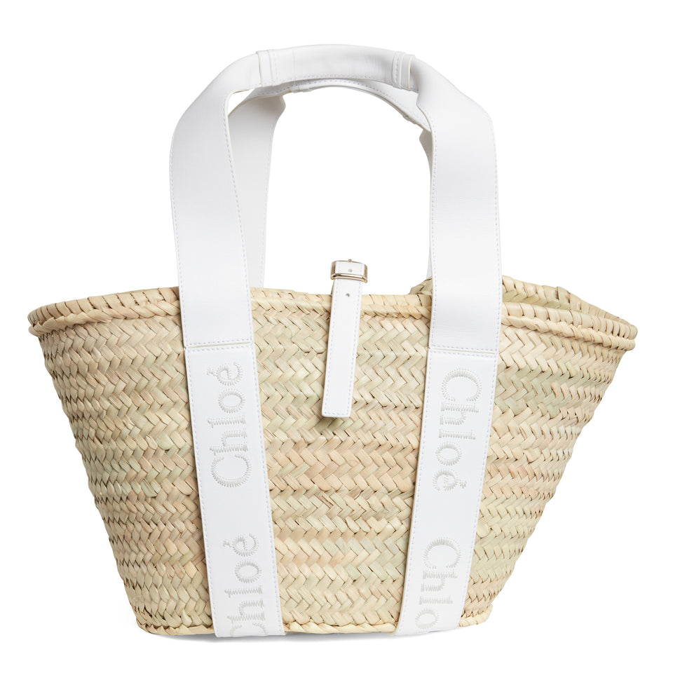 "Sense" basket bag in beige straw