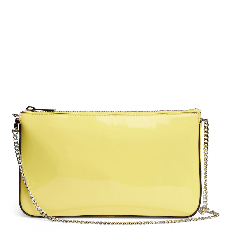 Yellow patent leather ''Loubila Pouch'' handbag