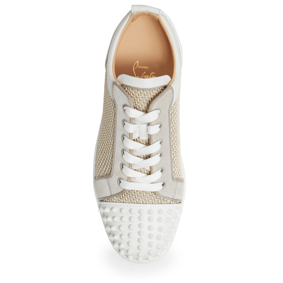 "Louis Junior Spikes" sneaker in beige fabric