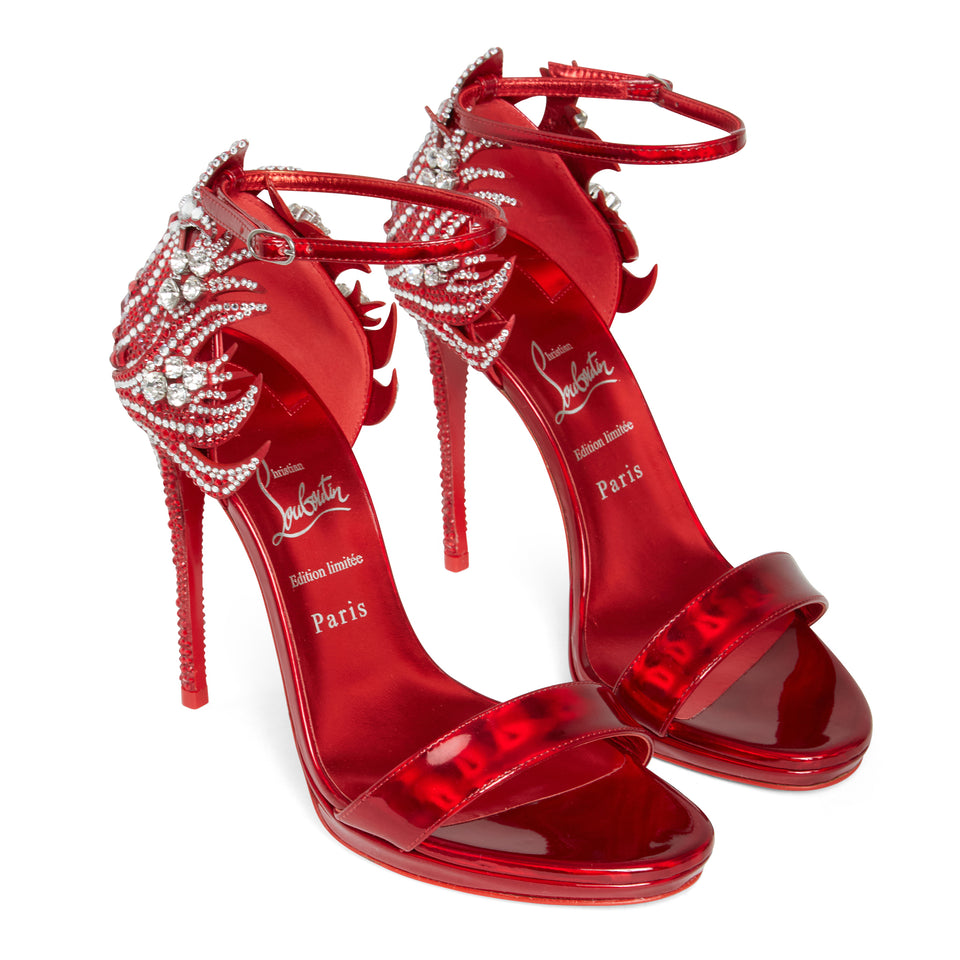 Red leather ''Loubi Vega'' sandals