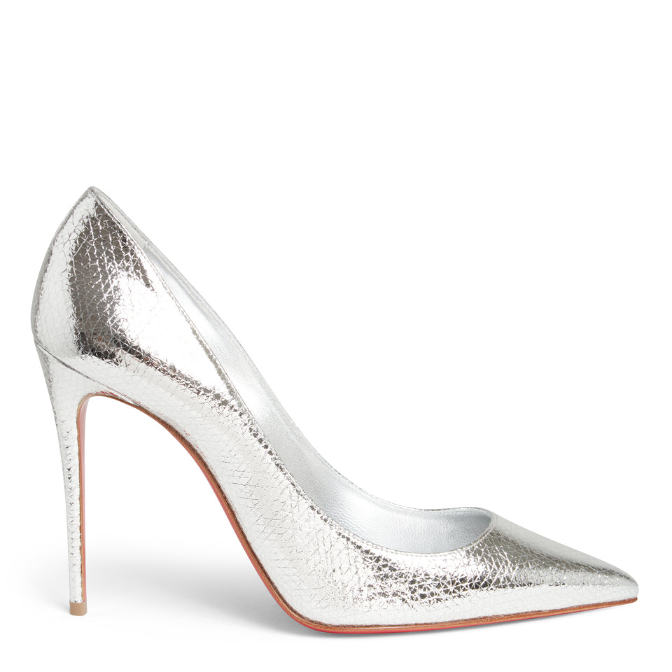 Silver leather "Kate 100" pumps