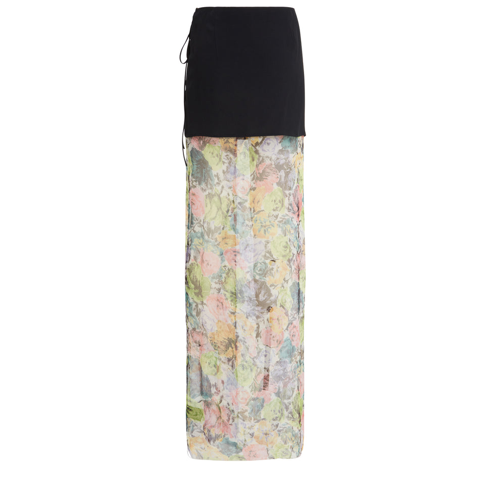 Multicolor silk long skirt