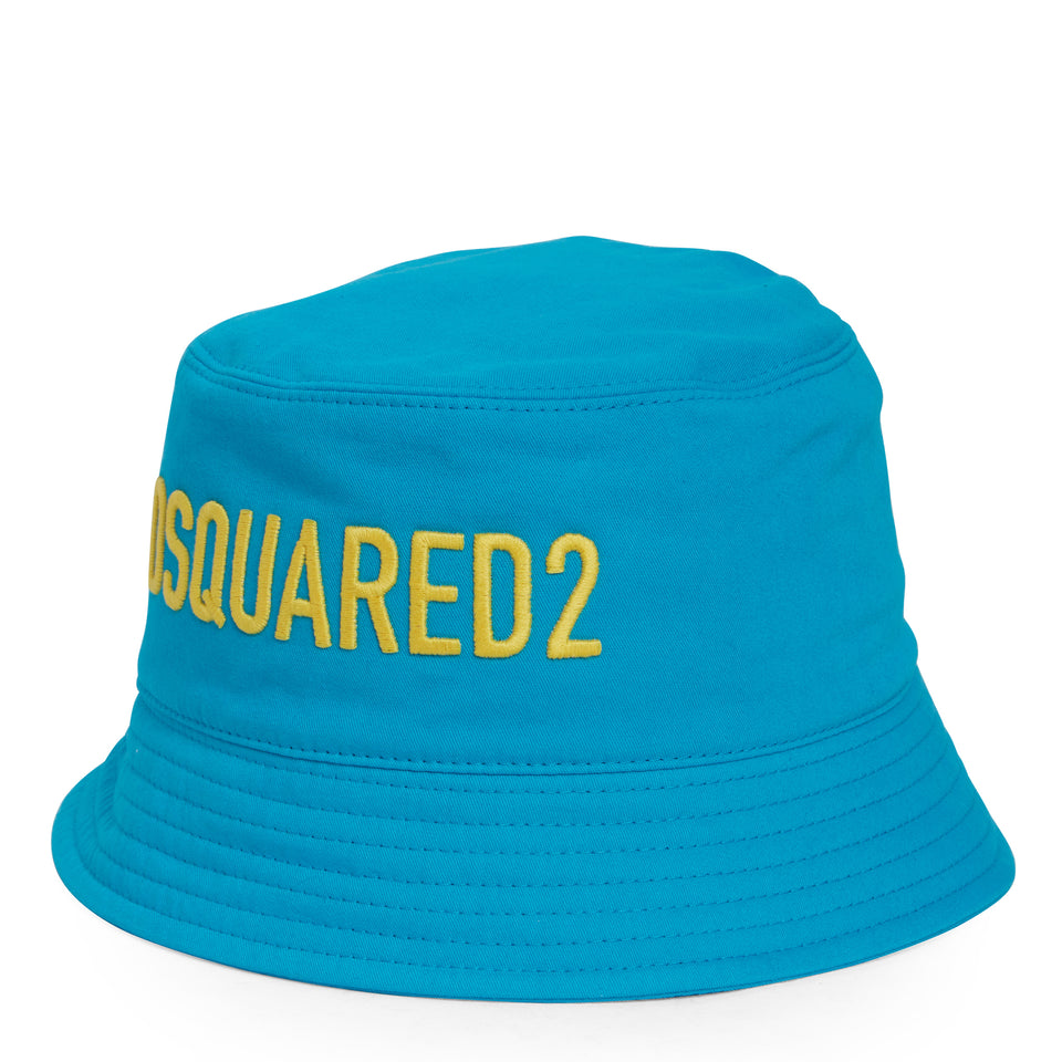 Cappello bucket in cotone azzurro
