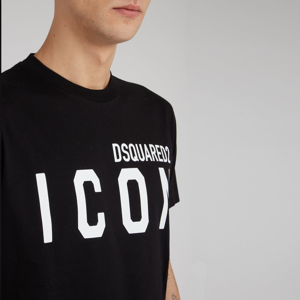 ''Icon'' T-shirt in black cotton