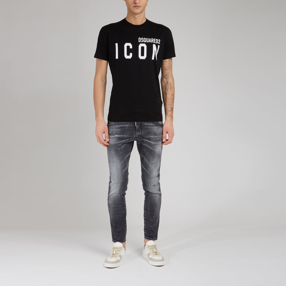 ''Icon'' T-shirt in black cotton