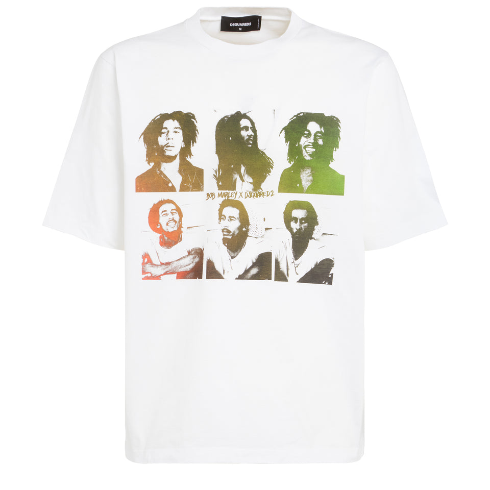 ''Bob Marley Postcards'' T-shirt in white cotton
