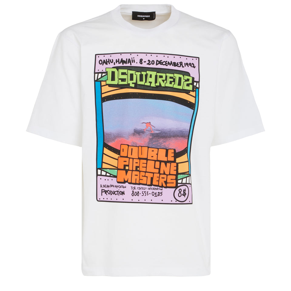 T-shirt ''Surf Skater'' in cotone bianca