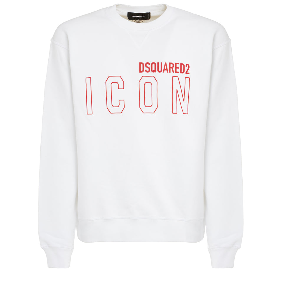 White cotton ''Icon'' sweatshirt