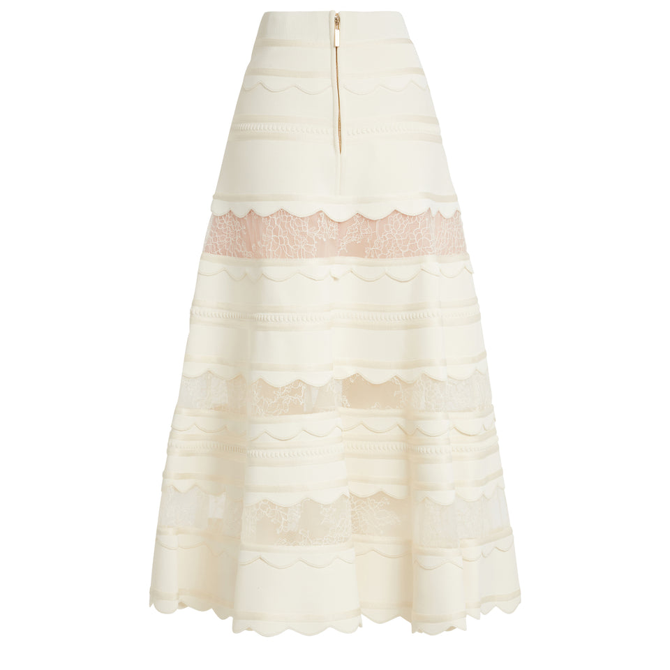 White fabric long skirt