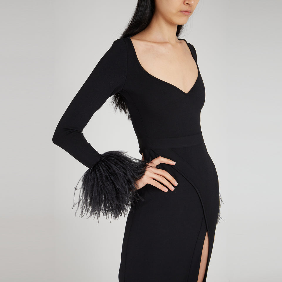 Black knit long dress