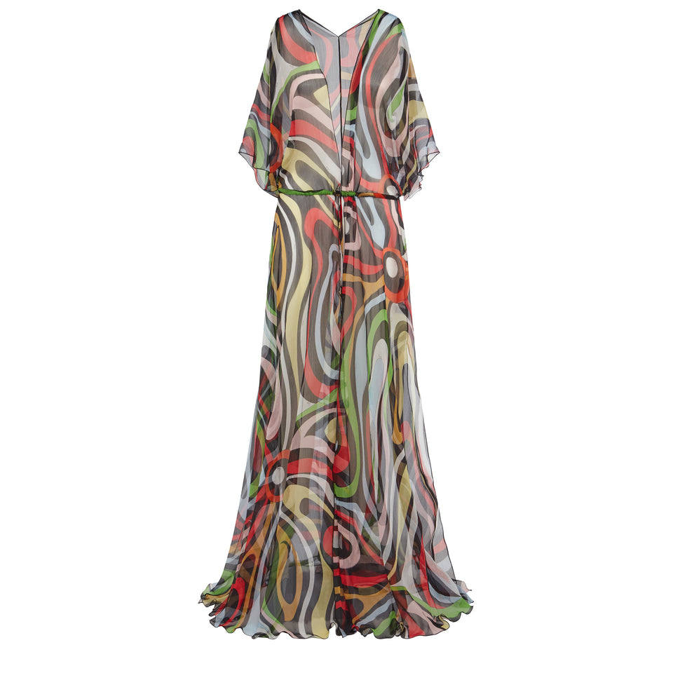 Multicolor silk dressing gown