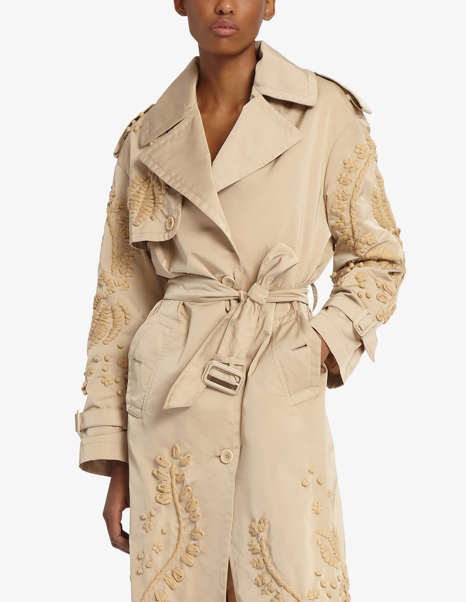 Coat in beige fabric