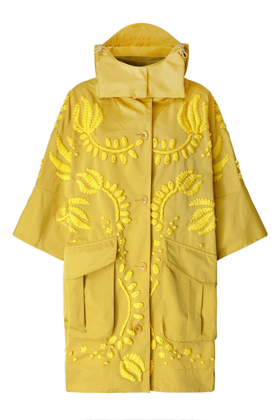 Coat in yellow fabric