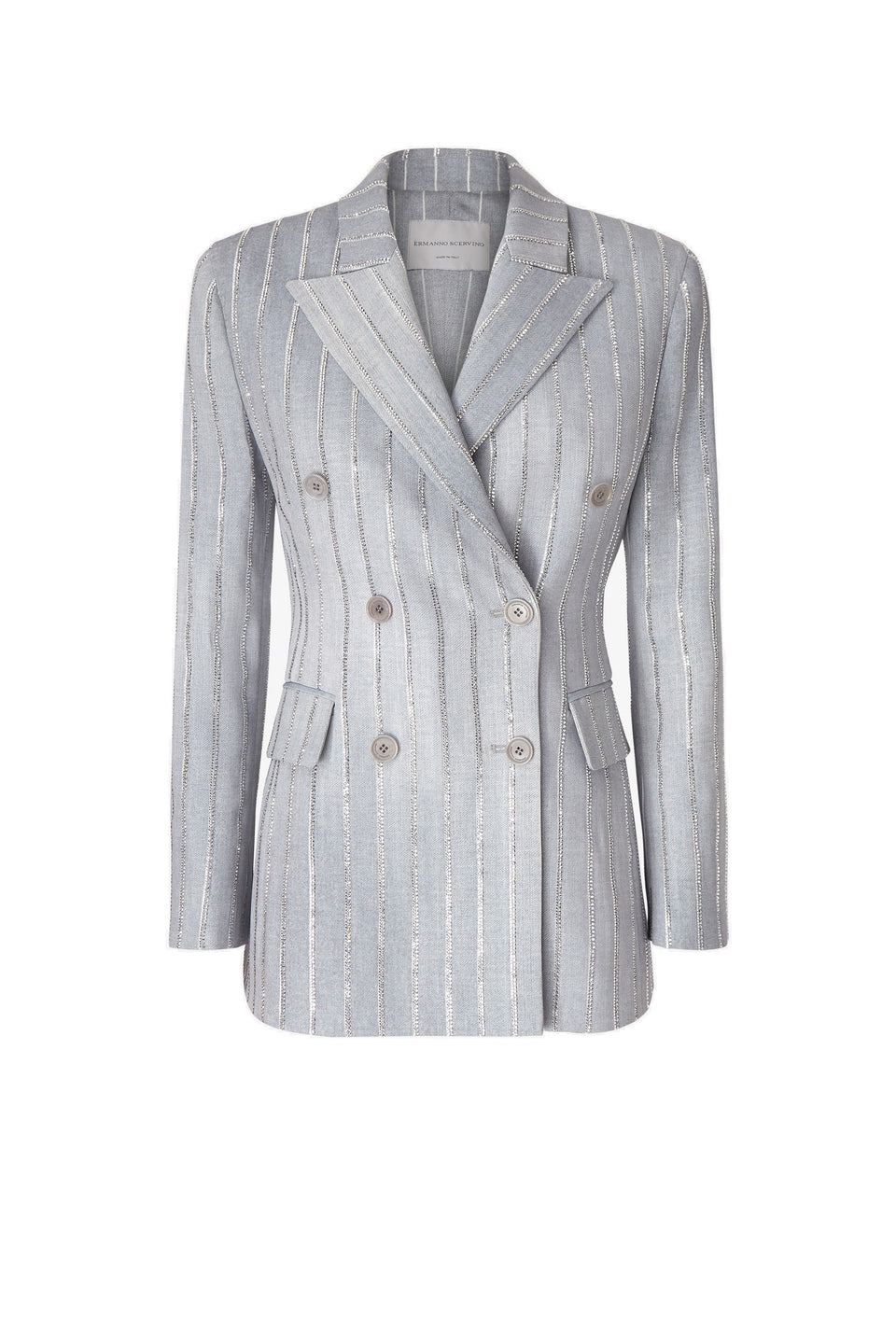 Striped jacket in silver fabric