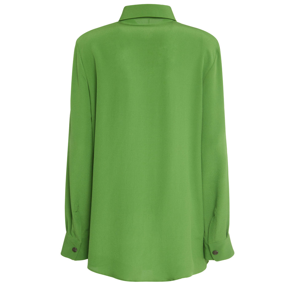 Green silk long shirt