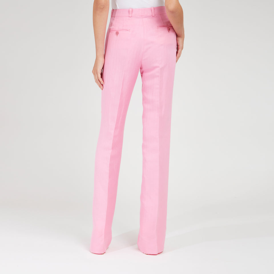 Pink silk and linen pants