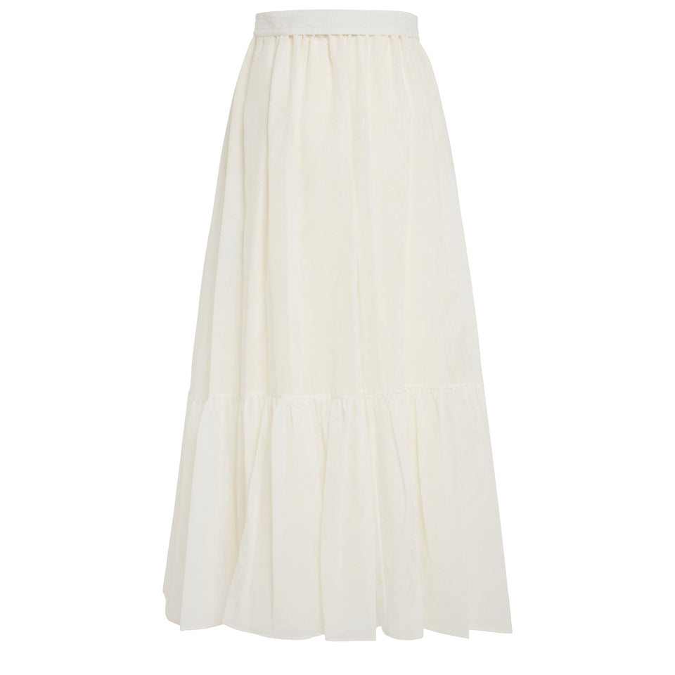 White cotton and silk skirt