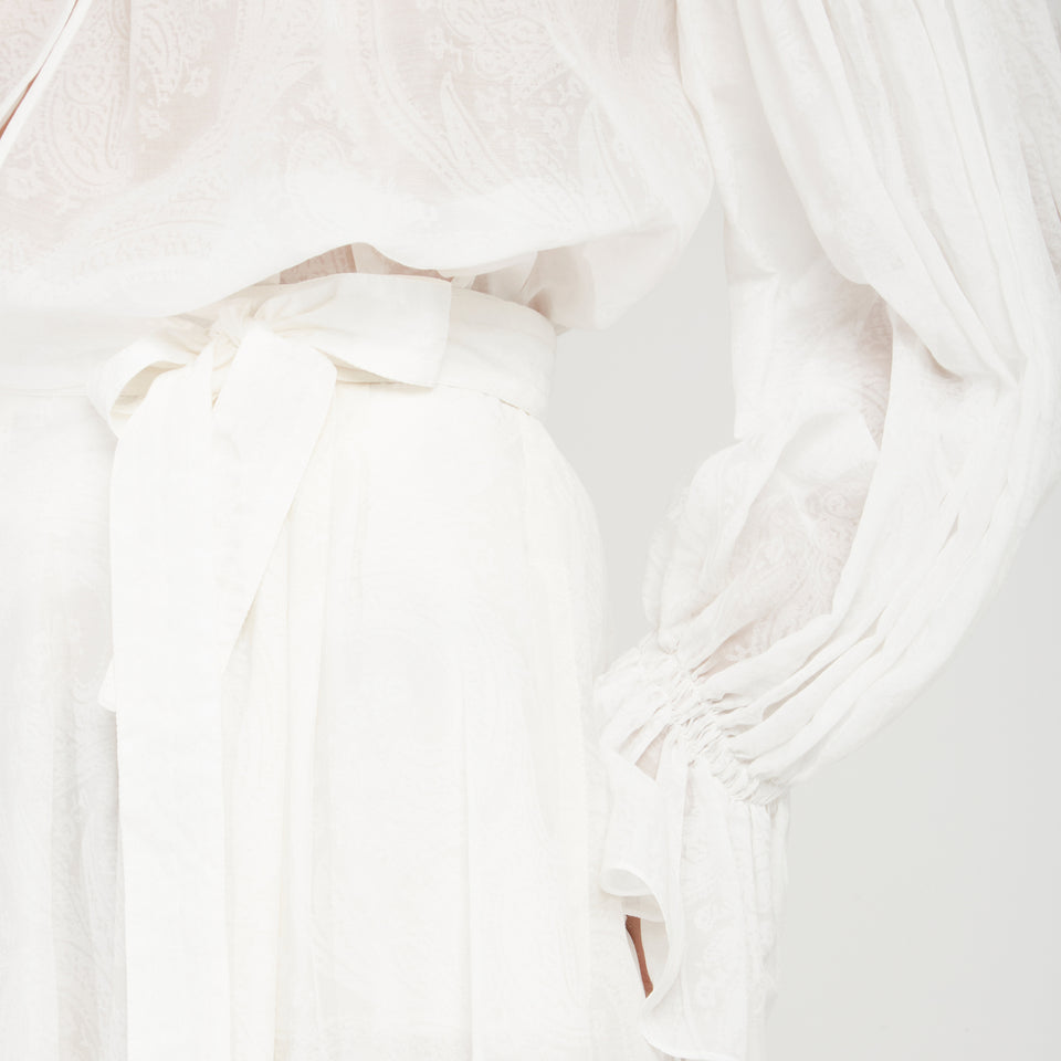 White cotton and silk skirt