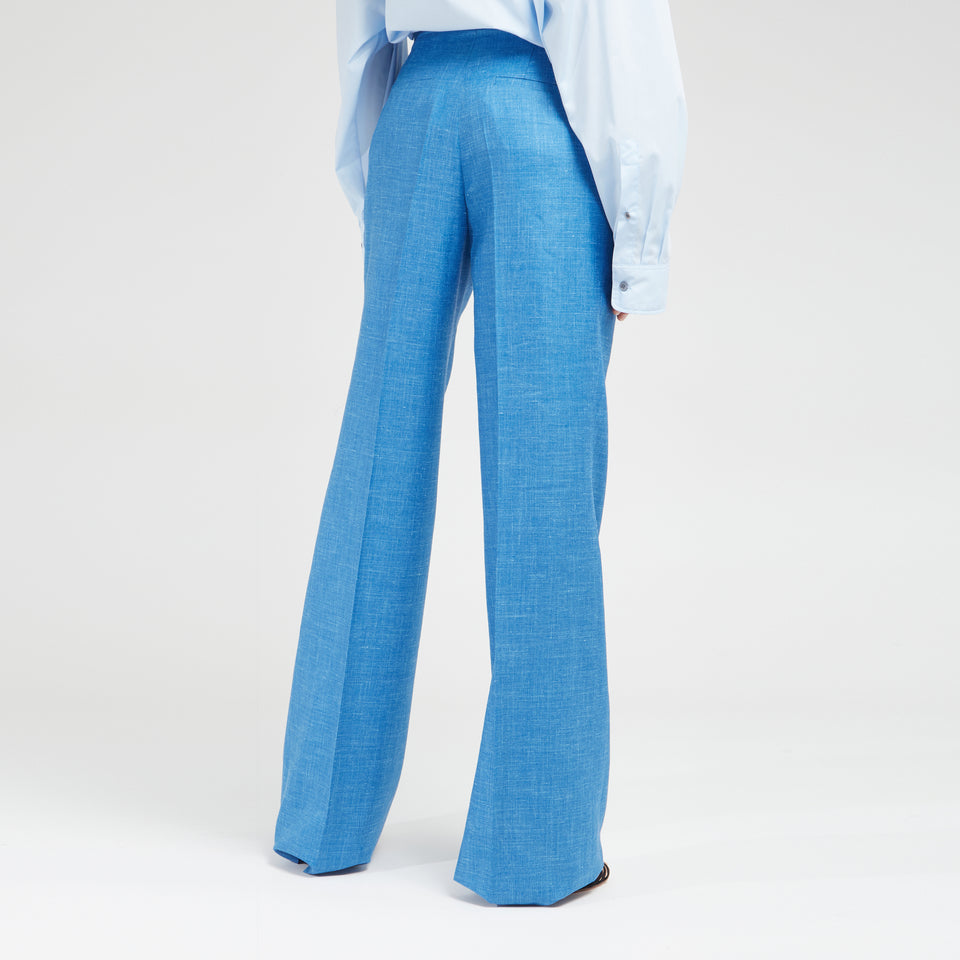 Pantaloni svasati in lana blu