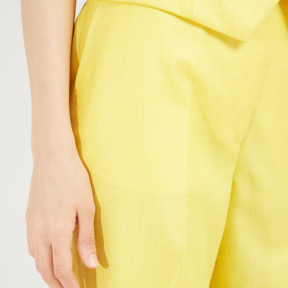 Pantaloni svasati in lana gialli