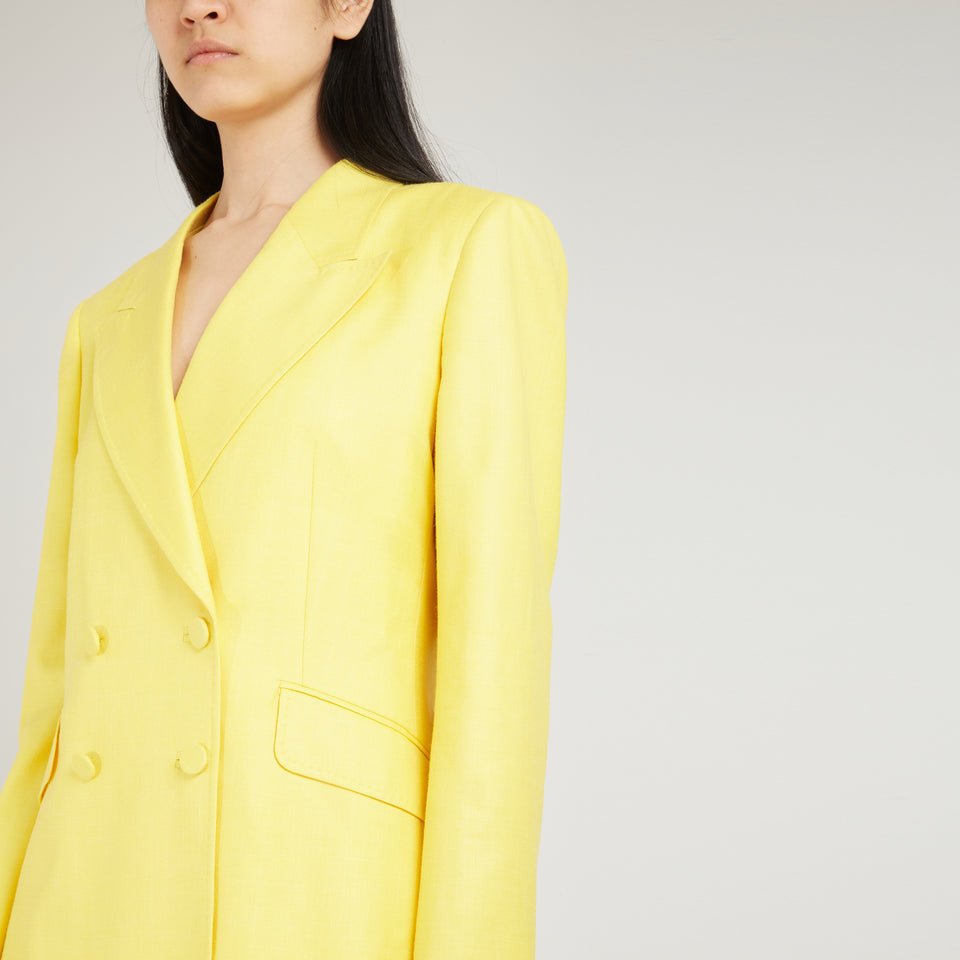 Yellow wool double-breasted blazer