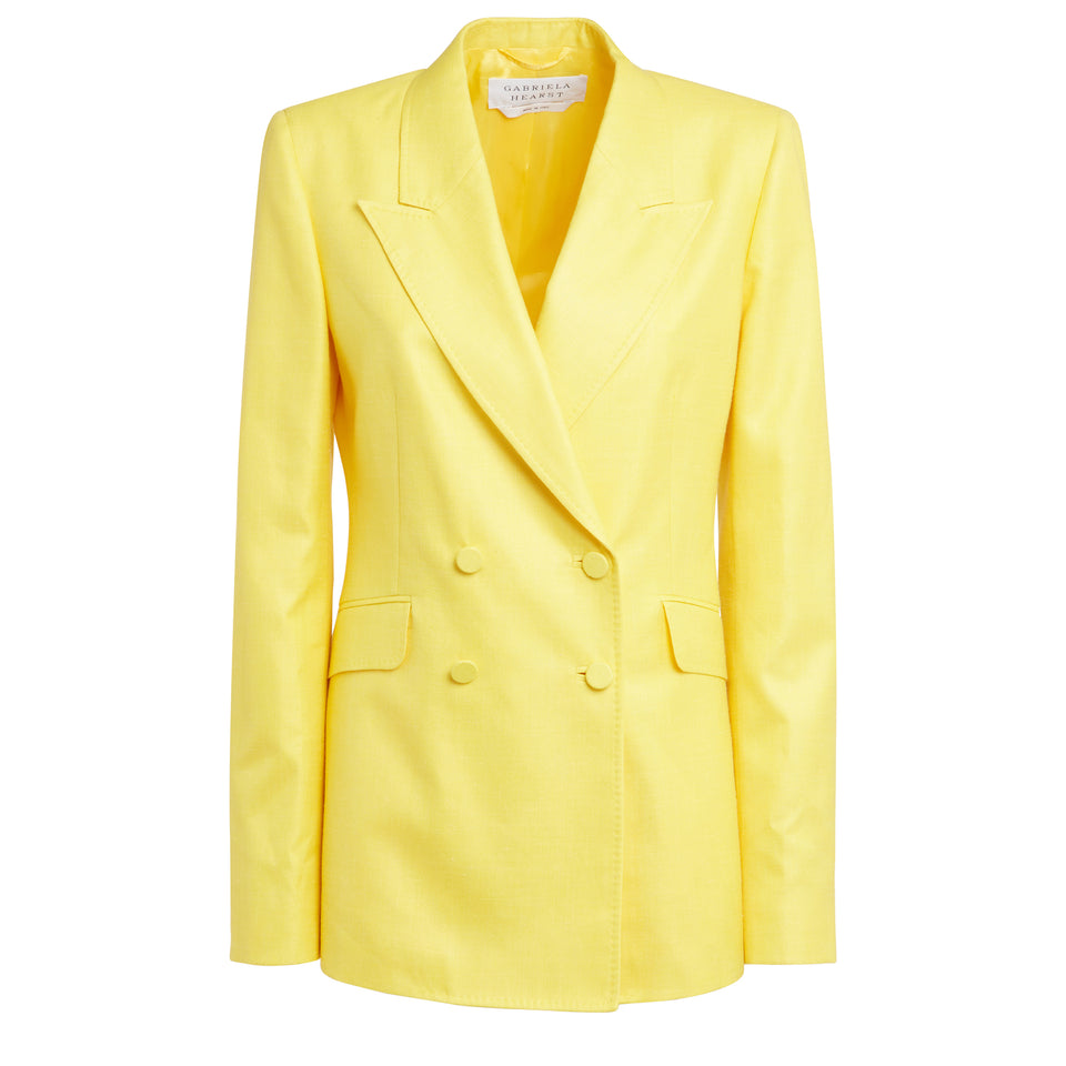 Yellow wool double-breasted blazer