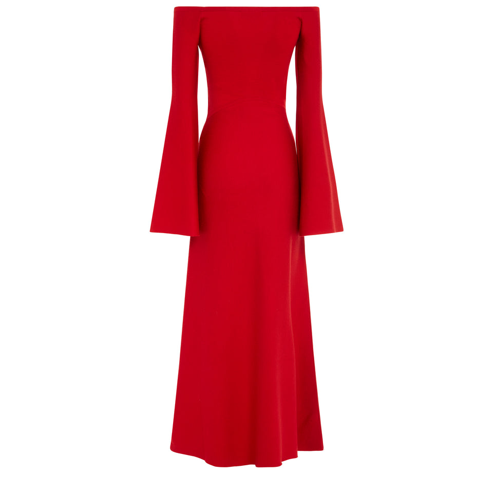 Red wool "Shar" long dress