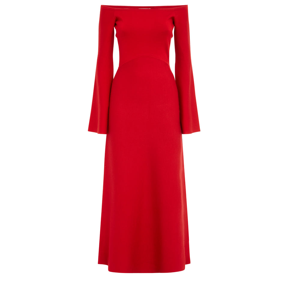 Red wool "Shar" long dress