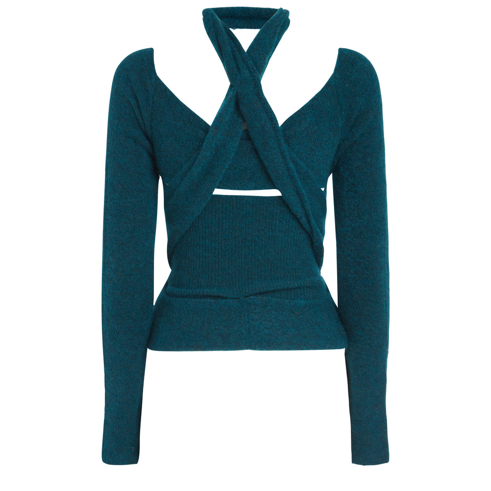 "Elim" sweater in blue mohair