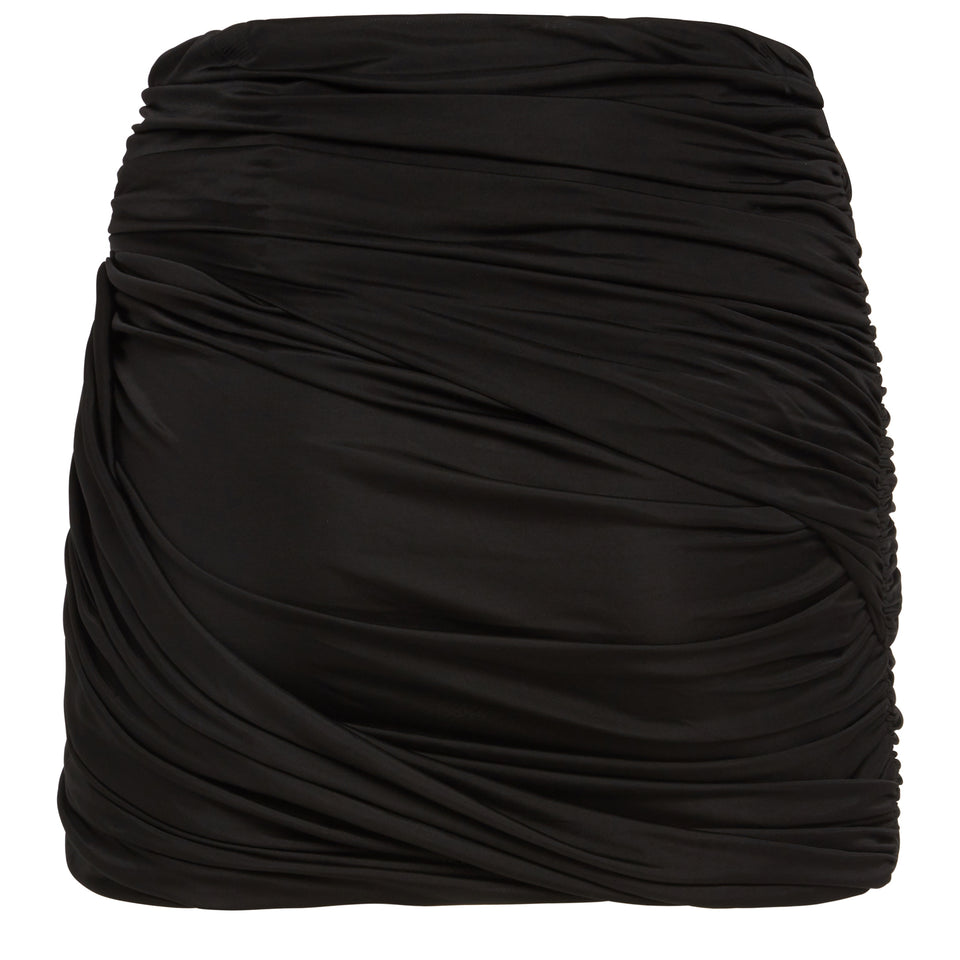 Black satin plisse "Sabile" mini skirt