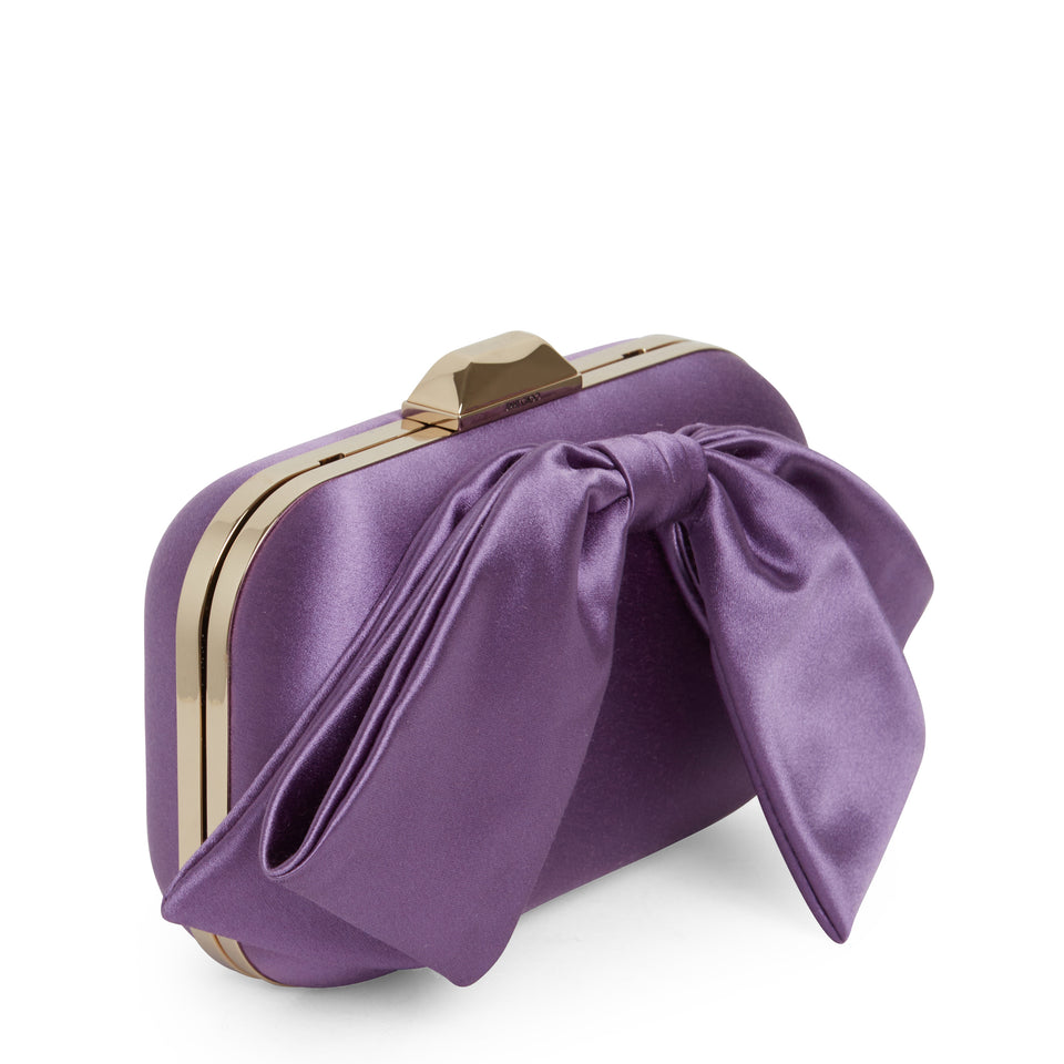Purple satin "Cloud" clutch bag