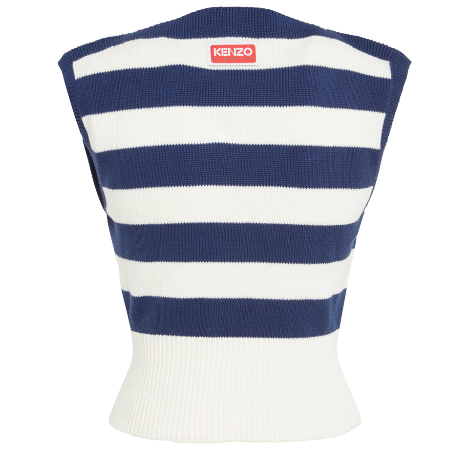 ''Nautical Stripes'' sweater in white and blue cotton