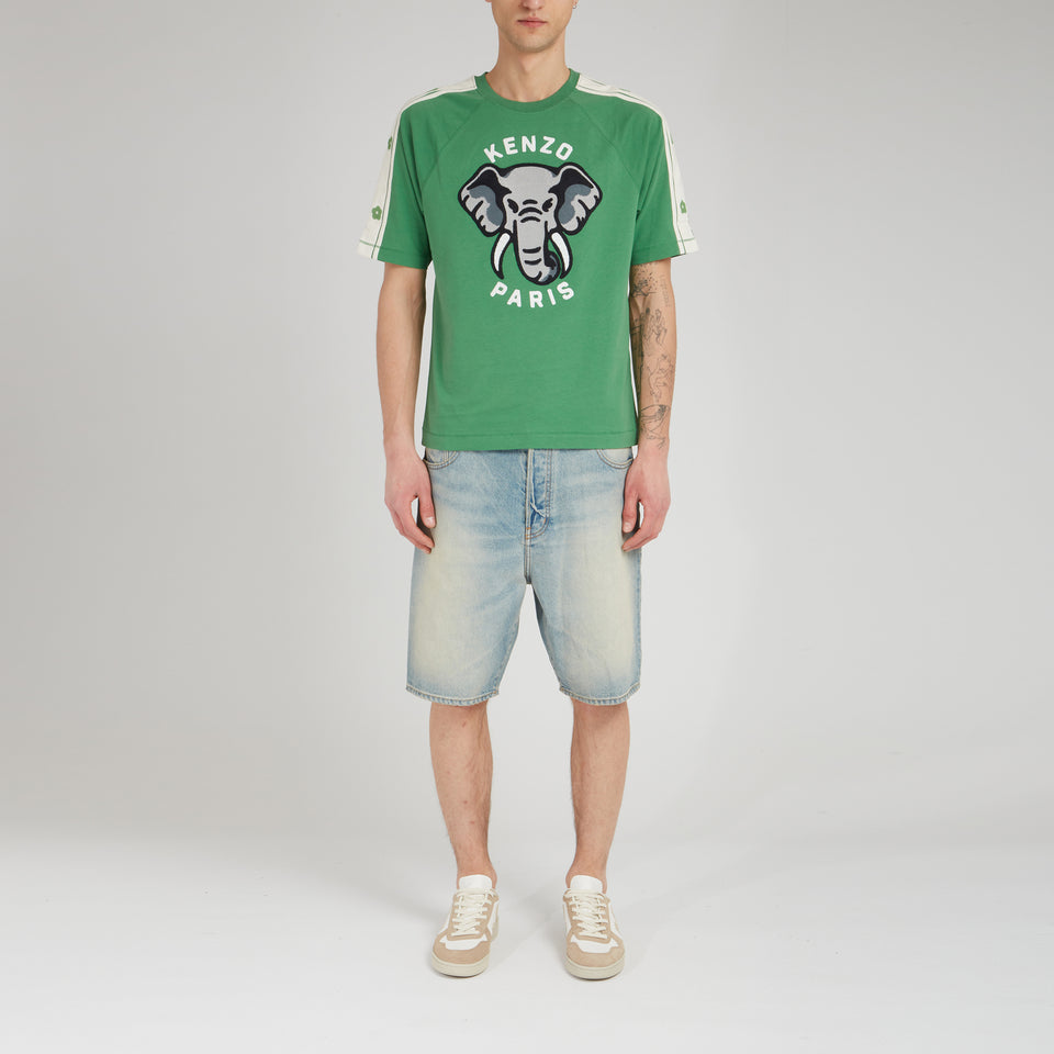 ''Kenzo Elephant'' T-shirt in green jersey