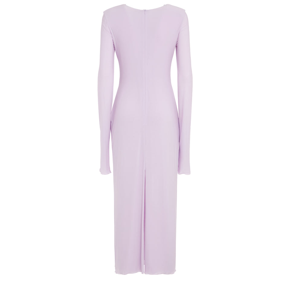 Long dress in lilac fabric