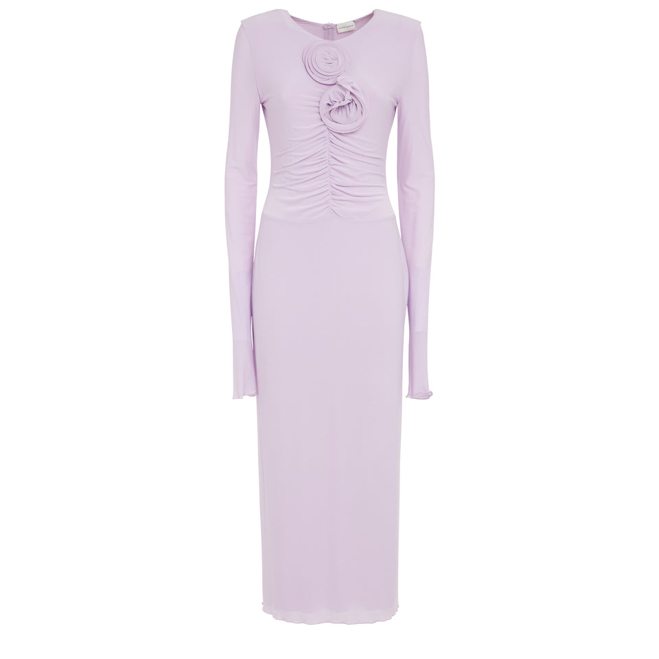 Long dress in lilac fabric