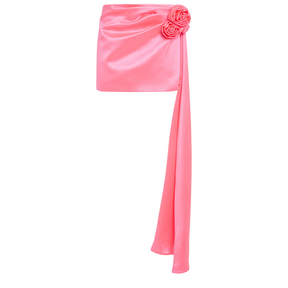 Pink silk mini skirt