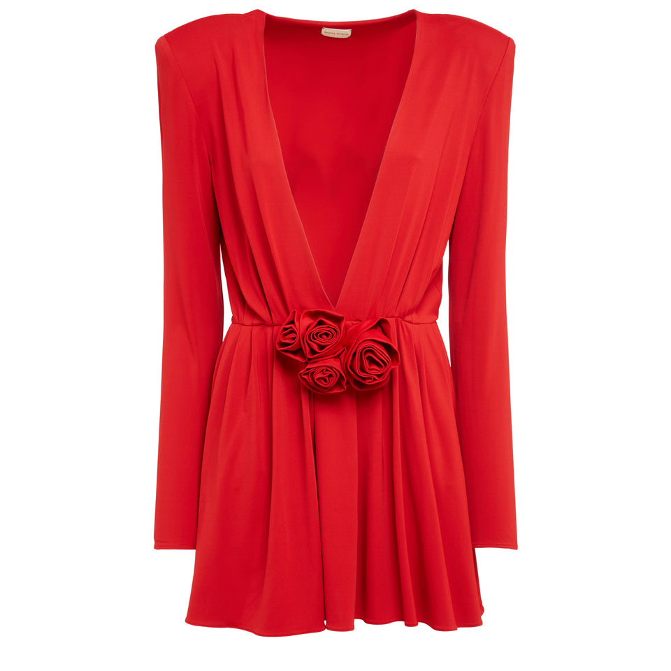 Red silk dress