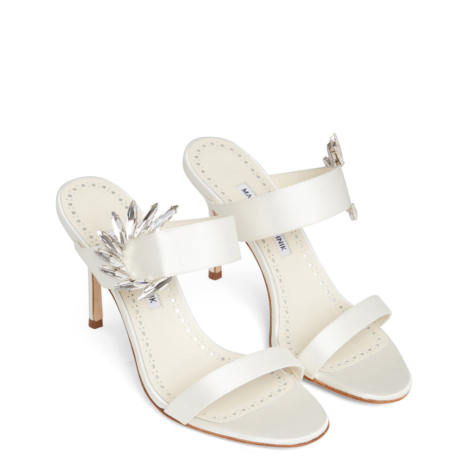 White satin ''Chivela'' sandals