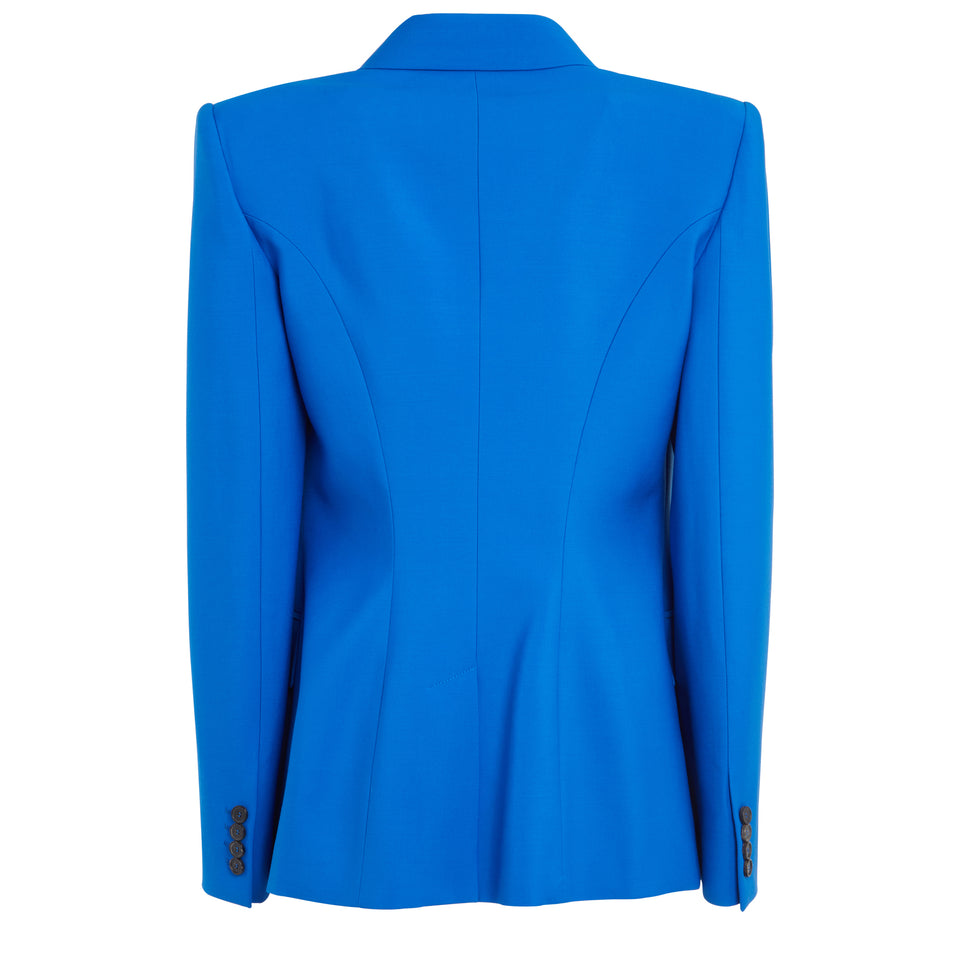 Double-breasted jacket in blue fabric