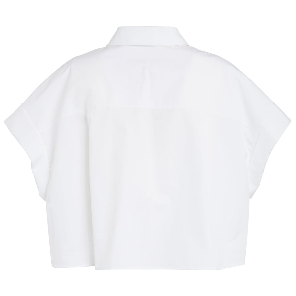 Camicia crop in cotone bianca